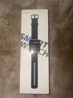 Amazon Smartwatch with Black Band and Square Display